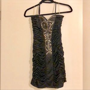 Black Strapless Dress with Embellishment